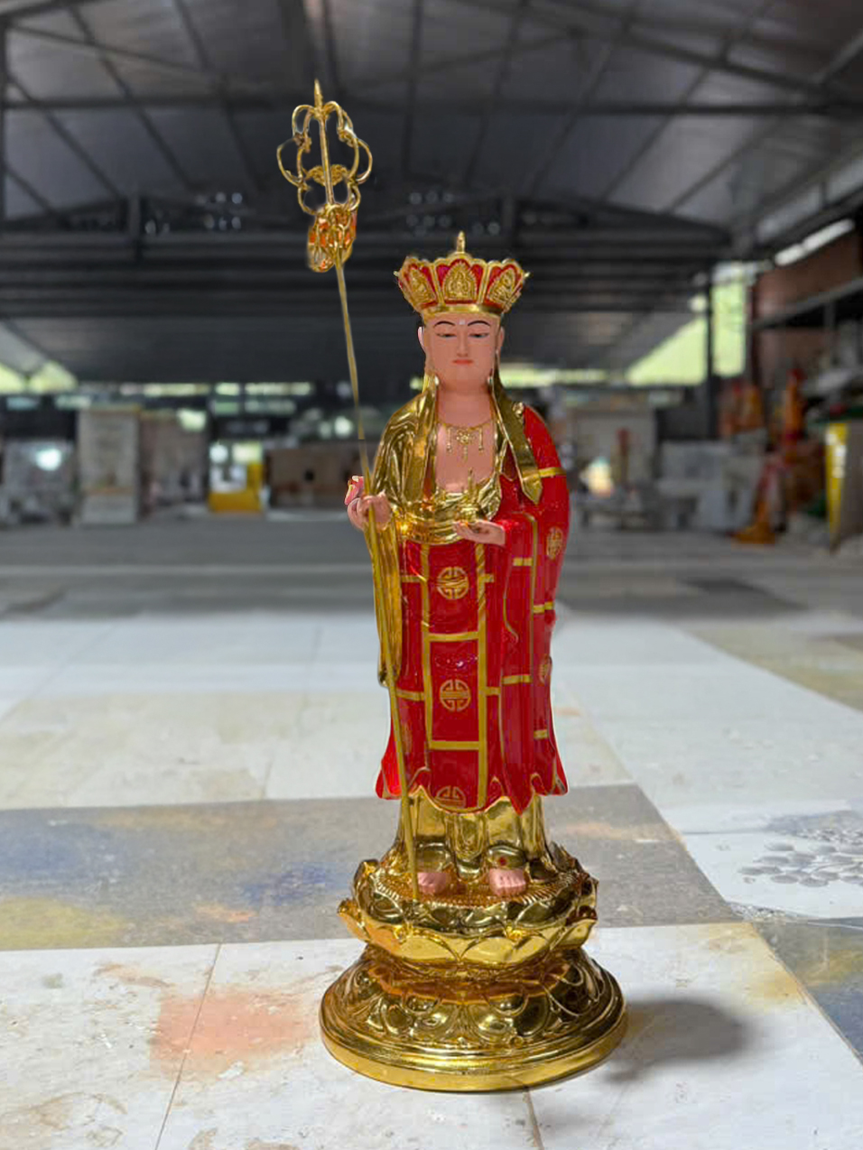 Tôn tượng Địa Tạng, cao 80cm dát vàng